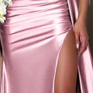 Elegant Pink Satin corset prom dress